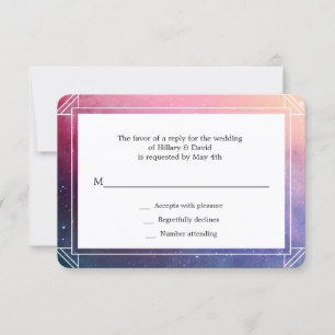 Moderne farbenfrohe Nebula Wedding Rsvp Card