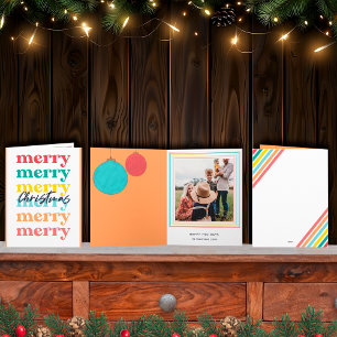 Moderne farbenfrohe orange frohe Weihnachten ein F Karte