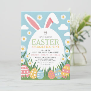 Moderne farbenfrohe Ostern Brunch & Ostereiersuche Einladung
