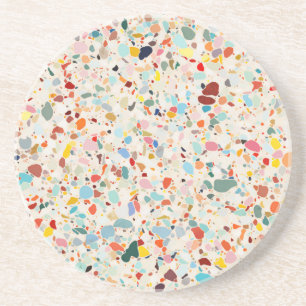 Moderne, farbenfrohe Pastel Terrazzo Muster Getränkeuntersetzer