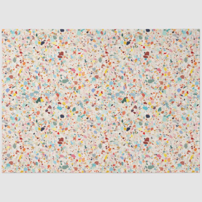 Moderne, farbenfrohe Pastel Terrazzo Muster Seidenpapier (Vorderseite)