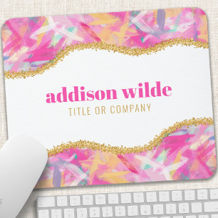 Moderne farbenfrohe Pinselstriche Gold Chic Busine Mousepad