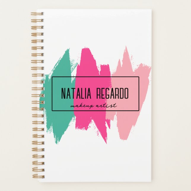 Moderne farbenfrohe Pinselstriche machen Künstler Planer (Vorderseite)