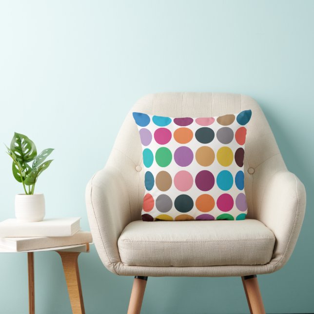 Moderne farbenfrohe Polka Dot Kissen (Stuhl )