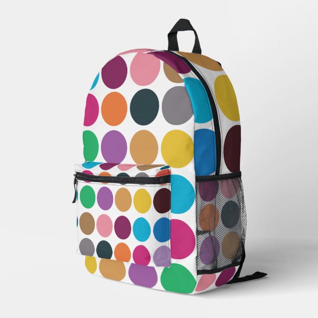 Moderne farbenfrohe Polka kehrte zurück zur Schule Bedruckter Rucksack (Rückseitige Ecke Rechts)