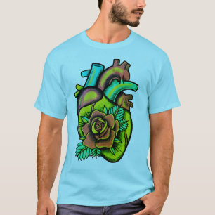 Moderne, farbenfrohe psychedelische Rose T-Shirt