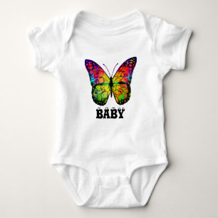 Moderne farbenfrohe Regenbogen-Schmetterlinge Anpa Baby Strampler