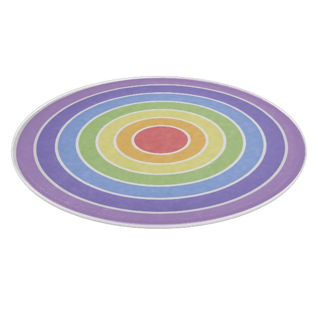Moderne farbenfrohe Regenbogenfarben Muster Schneidebrett (Ecke)