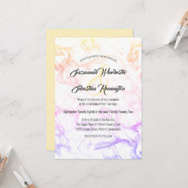 Moderne farbenfrohe Regenbogennebel-Hochzeitsvorla Einladung