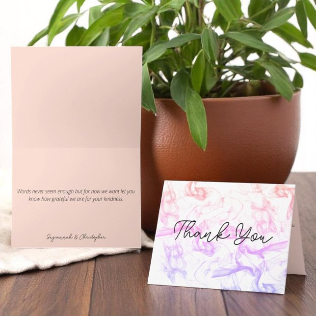 Moderne farbenfrohe Regenbogennebel passen in die  (cover and inside template text thank you card)