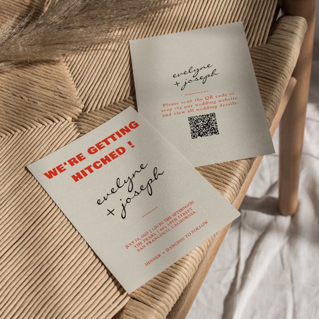 Moderne farbenfrohe Retro Fun Funky QR Code Weddin Einladung (Von Creator hochgeladen)