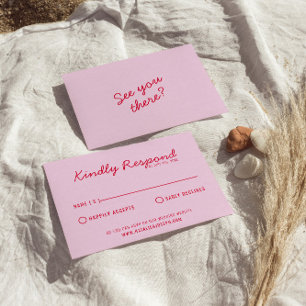 Moderne, farbenfrohe Retro Fun Funky Wedding RSVP Karte