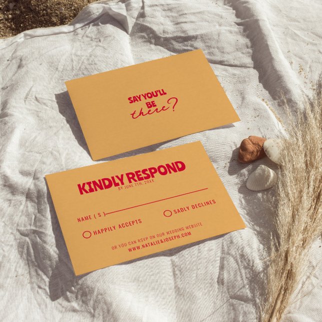 Moderne farbenfrohe Retro Fun kühne einzigartige H RSVP Karte (Von Creator hochgeladen)