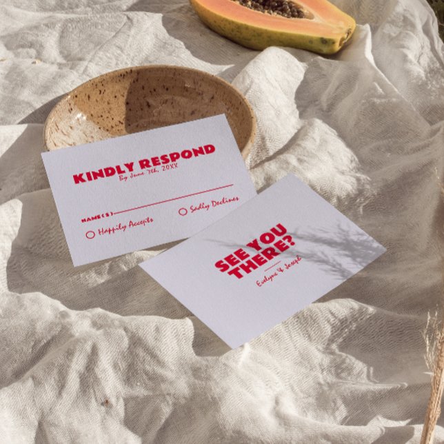 Moderne farbenfrohe Retro Fun kühne einzigartige H RSVP Karte (Von Creator hochgeladen)