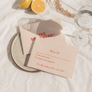 Moderne farbenfrohe Retro Funky Bright Bold Weddin RSVP Karte