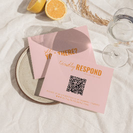 Moderne farbenfrohe Retro QR Code Whimsical Weddin RSVP Karte