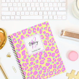 Moderne farbenfrohe rosa Leoparden-Skin-Muster-Mon Notizbuch