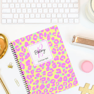 Moderne farbenfrohe rosa Leoparden-Skin-Muster-Mon Notizbuch
