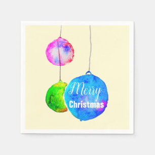 Moderne farbenfrohe rosa und blaue Weihnachten Serviette