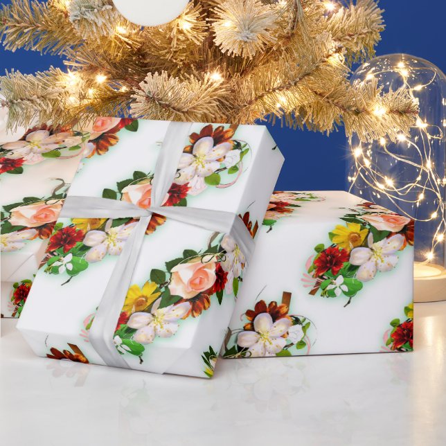 Moderne, farbenfrohe Rose Blume Geschenk Geschenkpapier (Feiertage)