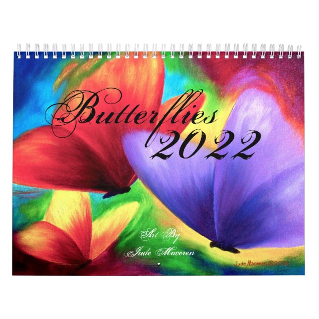 Moderne farbenfrohe Schmetterlingsblume Illustrati Kalender (Titelbild)