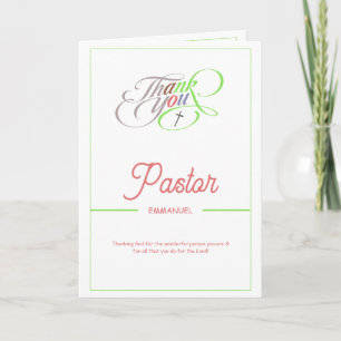 Moderne farbenfrohe Schrift Pastor Dankeskarten Karte