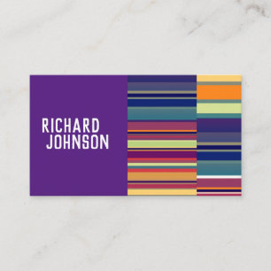 moderne, farbenfrohe Streifen auf lila Weise Visitenkarte