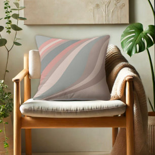 Moderne farbenfrohe Streifen Grau Pink Schlafzimme Kissen