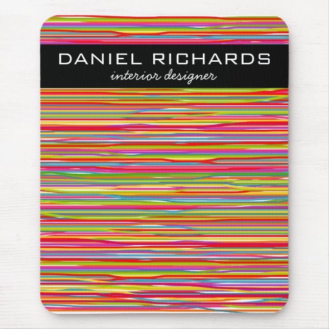 Moderne farbenfrohe Streifen Lebhafter Innenarchit Mousepad (Vorne)