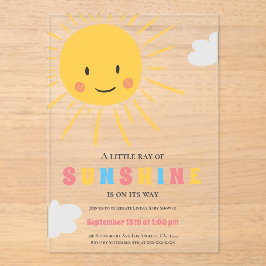 Moderne, farbenfrohe Sunshine Baby Dusche Acryleinladungen