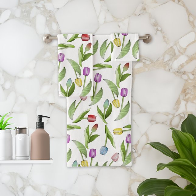 Moderne farbenfrohe Tulip Badhandtuch Set (Von Creator hochgeladen)