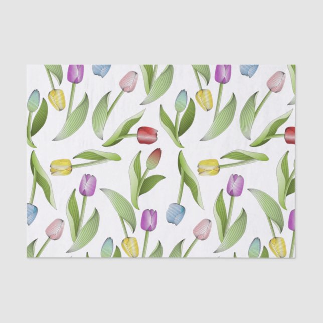 Moderne farbenfrohe Tulip Blume Seidenpapier (Vorderseite)