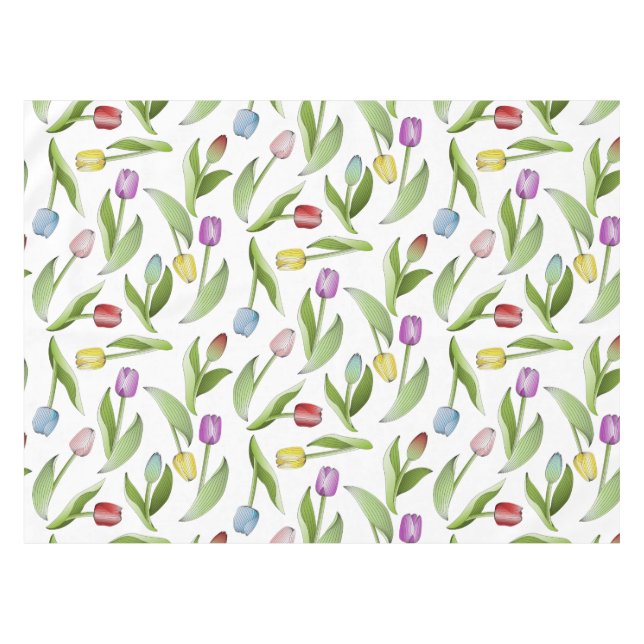 Moderne farbenfrohe Tulip Blume Tischdecke (Vorderseite (Horizontal))