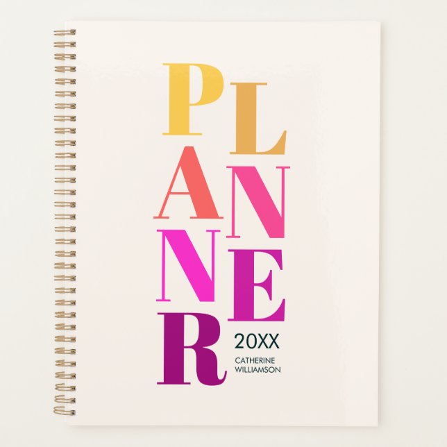 Moderne farbenfrohe Typografie Personalisierte Cre Planer (Vorderseite)