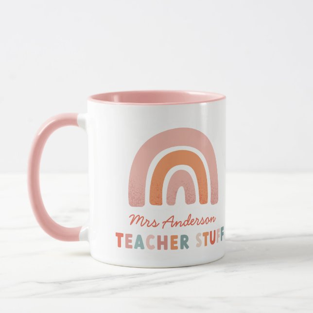 Moderne farbenfrohe Typografie Regenbogenlehrer Tasse (Links)