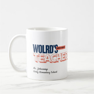 Moderne farbenfrohe Typografie Weltbester Lehrer Kaffeetasse