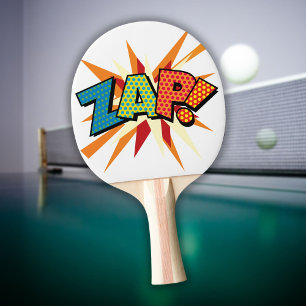 Moderne farbenfrohe typografische ZAP-Comic-Book Tischtennis Schläger