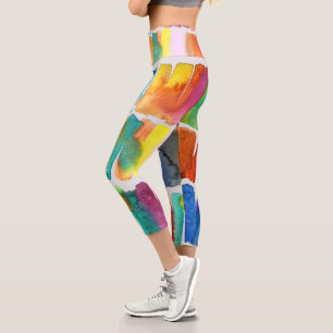 Moderne, farbenfrohe Wasserfarbe künstlerische, f Capri Leggings