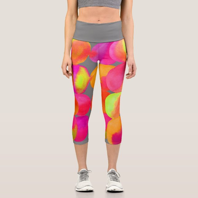 Moderne, farbenfrohe Wasserfarbe künstlerische, fa Capri Leggings (Vorderseite)