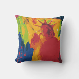 Moderne farbenfrohe Wasserfarbe Lady Liberty Kissen