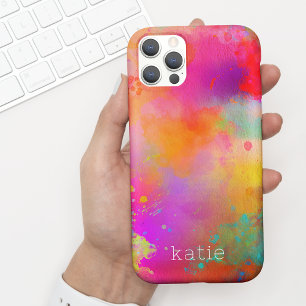 Moderne farbenfrohe Wasserfarben Kunst mit Namen Case-Mate iPhone Hülle