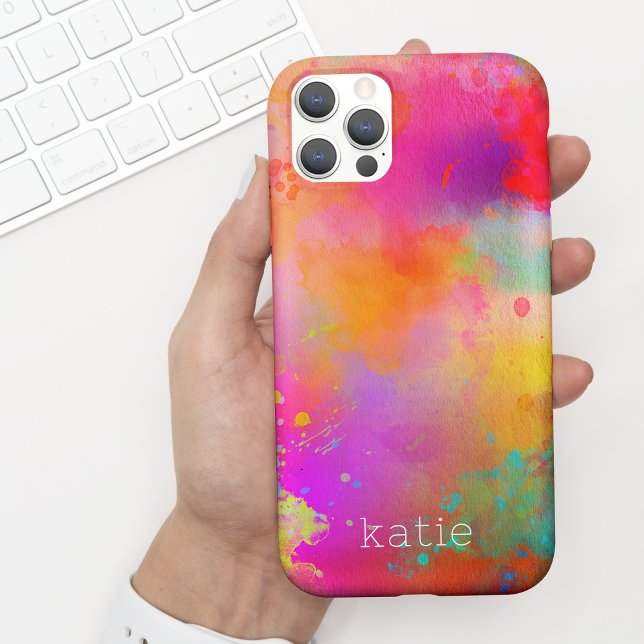 Moderne farbenfrohe Wasserfarben Kunst mit Namen Case-Mate iPhone Hülle (Von Creator hochgeladen)