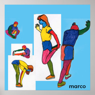 Moderne farbenfrohe Wasserfarben Menschen trainier Poster