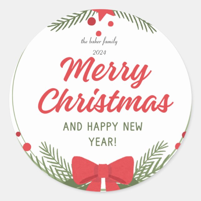 Moderne farbenfrohe Weihnachtsklassiker Runde Runder Aufkleber (Vorderseite)