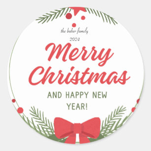 Moderne farbenfrohe Weihnachtsklassiker Runde Runder Aufkleber