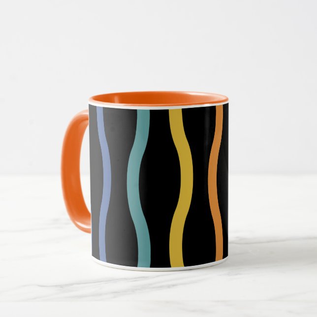 Moderne farbenfrohe Wellenmuster-Tasse Tasse (Vorderseite Links)