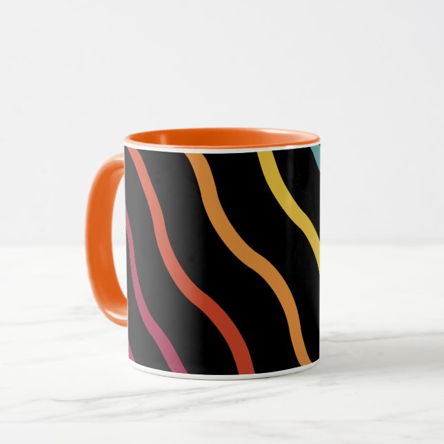 Moderne farbenfrohe Wellenmuster-Tasse Tasse (Vorderseite Links)