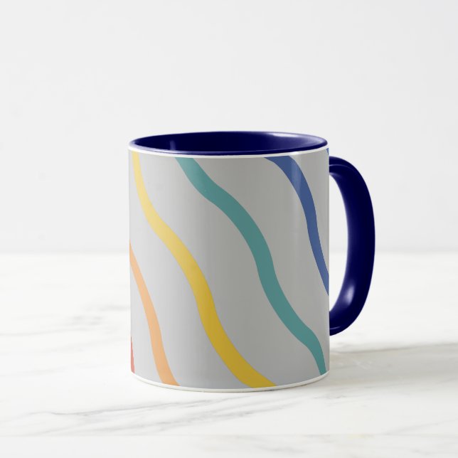 Moderne farbenfrohe Wellenmuster-Tasse Tasse (VorderseiteRechts)
