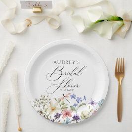 Moderne farbenfrohe Wildblume Blumenkohl Brautpart Pappteller