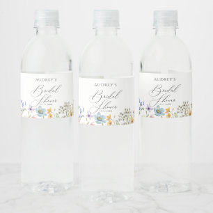 Moderne farbenfrohe Wildblumen-Blumen-Brautparty Wasserflaschenetikett